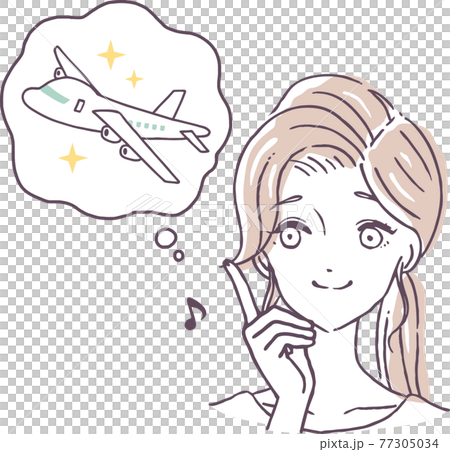 Illustration material of a woman who thinks about travel while being excited Illustration material of a woman who thinks about travel while being excited 77305034