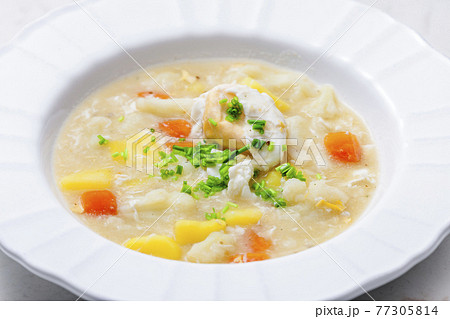 cauliflower soup with carrot, potatoes and poache egg cauliflower soup with carrot, potatoes and poache egg 77305814