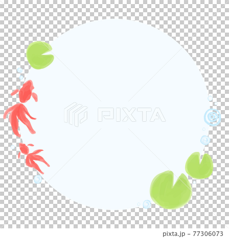 金魚和水生植物框架日式水彩風格矢量 77306073