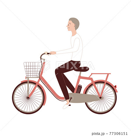 電動自転車にのるシニア男性 77306151