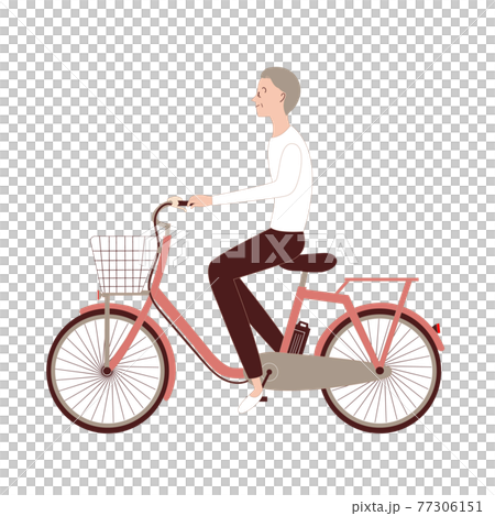 Senior man riding an electric bicycle 77306151