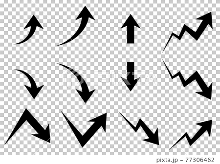 上向きの矢印と下向きの矢印 黒 セットイラストのイラスト素材