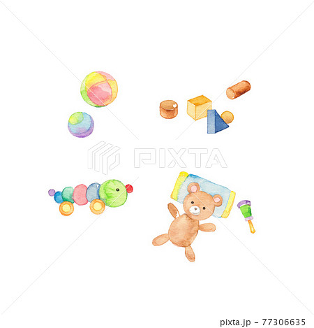 赤ちゃん用の玩具とぬいぐるみのイラスト素材