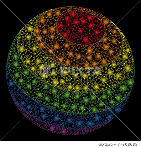 Bright Mesh Wire Frame LGBT Color Stripes Sphere with Flash Spots 77308685