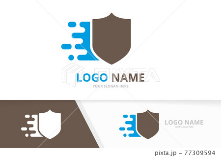 Vector speed shield logo combination. Quick security logotype design template. Vector speed shield logo combination. Quick security logotype design template. 77309594