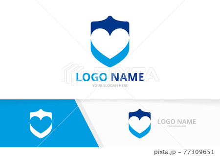 Vector heart and shield logo combination. Love security logotype design template. 77309651