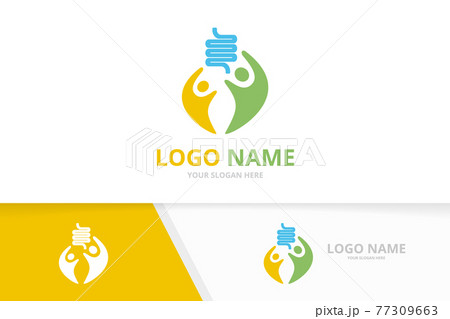 Colon and family logo combination. Unique digestion and team logotype design template. 77309663