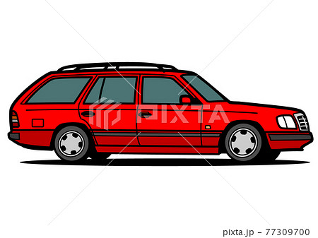 懐かしめジャーマンワゴン　赤系ツートン　自動車イラスト 77309700