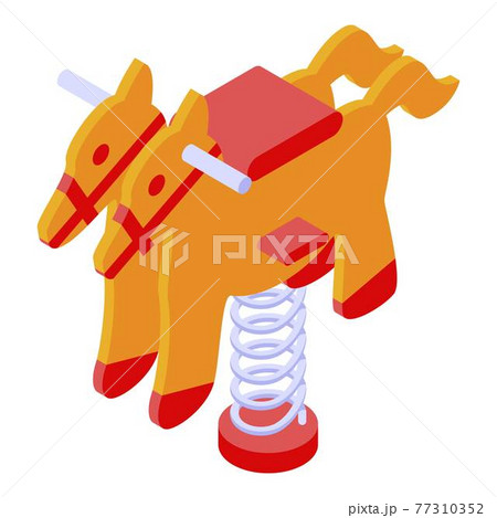 Kid spring horse icon, isometric style 77310352