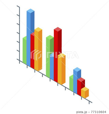 Colorful bars chart icon, isometric style 77310604