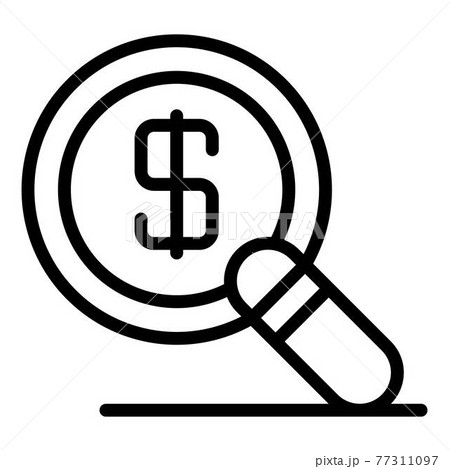 Magnifier money icon, outline style 77311097