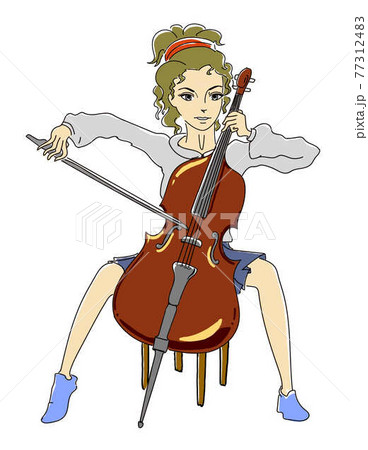 チェロを弾く少女のイラスト素材 [77312483] - PIXTA