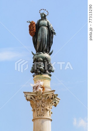 The Column of the Immaculate Conception, is a nineteenth-century monument depicting the Blessed Virgin Mary, Piazza di Spagna. Rome, Italy The Column of the Immaculate Conception, is a nineteenth-century monument depicting the Blessed Virgin Mary, Piazza di Spagna. Rome, Italy 77313290