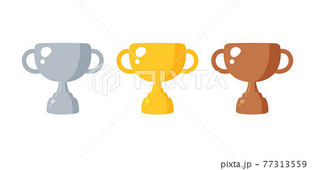 かわいいトロフィーのイラスト 金銀銅のイラスト素材