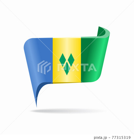 Saint Vincent and the Grenadines flag map pointer layout. Vector illustration. Saint Vincent and the Grenadines flag map pointer layout. Vector illustration. 77315319