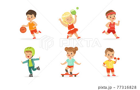 Cute Kid Characters Doing Sport Vector - Stock Illustration [67863983] -  PIXTA