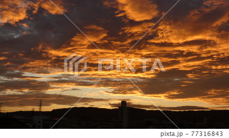 早朝の神々しい朝焼け 77316843