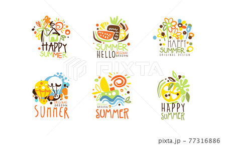 Happy Summer Logo Original Design Collection のイラスト素材