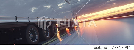 Truck on the road, highway. Transports, logistics concept. 3d rendering 77317994