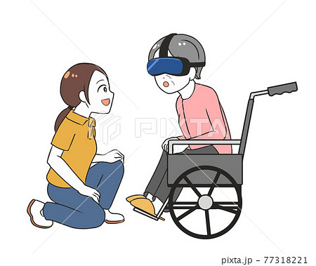 介護 VRを試す高齢女性 女性介護士 介護 VRを試す高齢女性 女性介護士 77318221