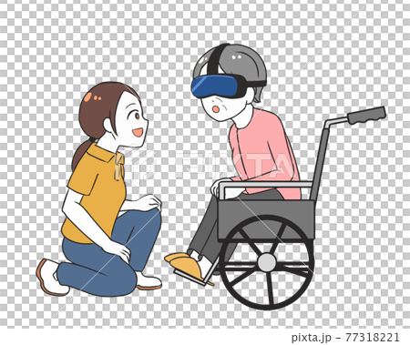 介護 VRを試す高齢女性 女性介護士 介護 VRを試す高齢女性 女性介護士 77318221