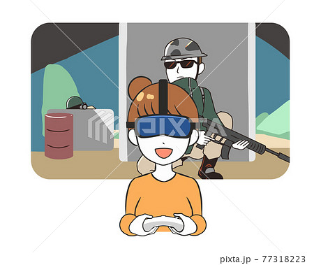 Vrゲーム サバイバル系 女性のイラスト素材