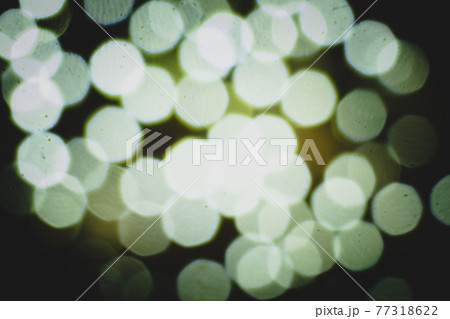 Defocused, Abstract Backgrounds. Illuminated Night Shiny Circle Spotted Pattern. Glowing Photographic Effects. Bright Christmas Garland On Black Color, 77318622