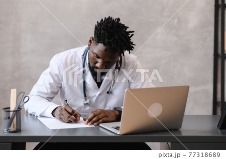 Black doctor. Telemedicine the use of computer and telecommunications technologies for the exchange of medical information Black doctor. Telemedicine the use of computer and telecommunications technologies for the exchange of medical information 77318689