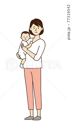 赤ちゃんを抱っこしている女性のイラスト素材