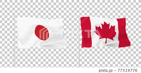 カナダと日本の国旗のイラスト素材