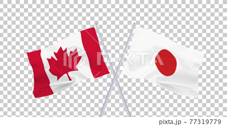カナダと日本の国旗のイラスト素材