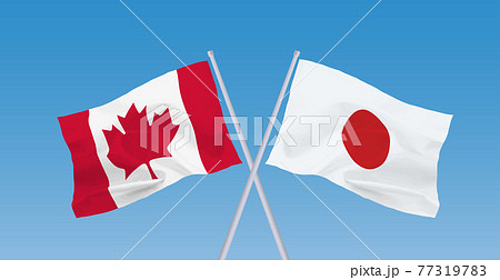 カナダと日本の国旗のイラスト素材 カナダと日本の国旗のイラスト素材