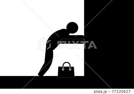 壁にぶつかるのイラスト素材