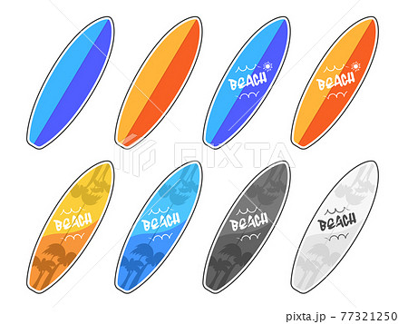 サーフボードのイラストセットのイラスト素材