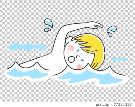 一個白人男子在游泳池裡游泳的插圖 一個白人男子在游泳池裡游泳的插圖 77321338