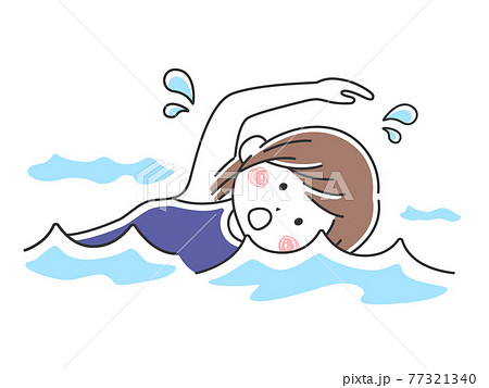 プールで泳ぐ女性のイラストのイラスト素材