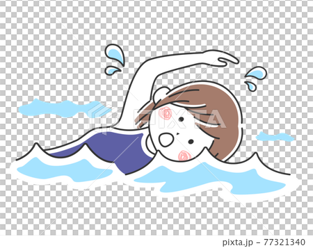 プールで泳ぐ女性のイラスト 77321340