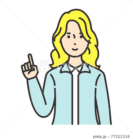 外国人　女性　ポーズ　指をさす 77322316