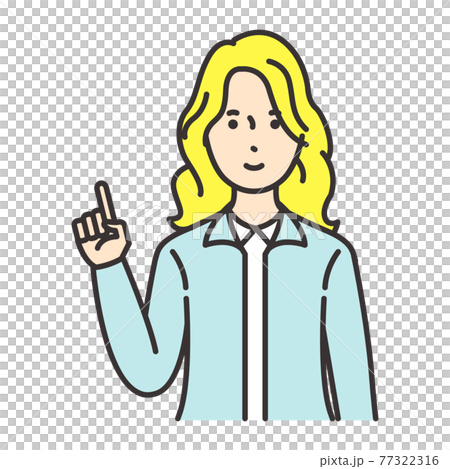 外国人　女性　ポーズ　指をさす 77322316