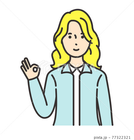 外国人　女性　ポーズ　OK 77322321