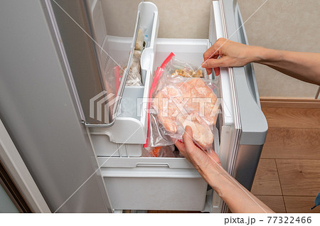 冷凍保存している鶏肉 77322466