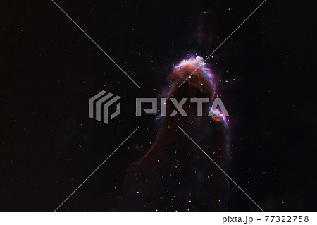 Beautiful green galaxy with stars. Elements of this image were furnished by NASA. 77322758