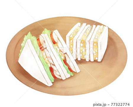 三角サンドイッチと正方形サンドイッチの盛り合わせのイラスト素材