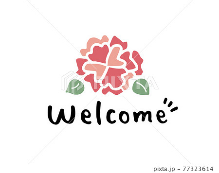 かわいい文字　welcome　花／手書き文字イラスト素材 77323614