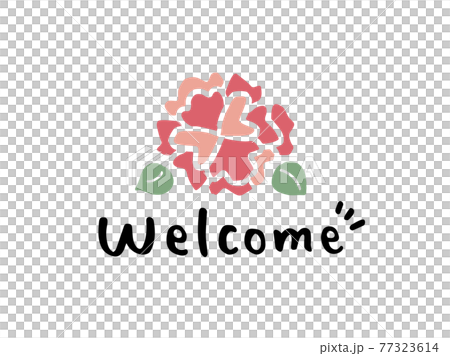 かわいい文字　welcome　花／手書き文字イラスト素材 77323614