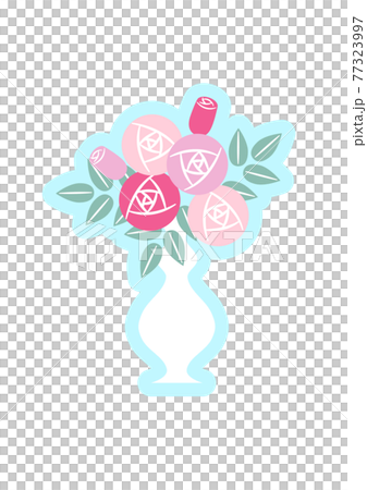 Illustration of a rose flower in a white vase Illustration of a rose flower in a white vase 77323997