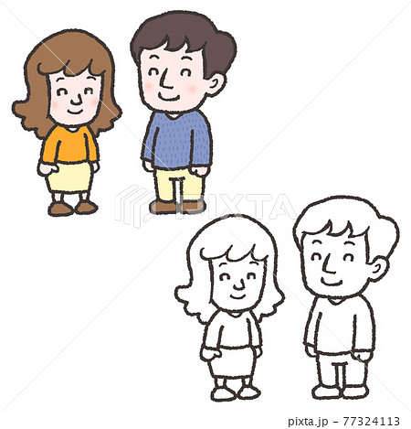 お父さんとお母さんのイラストのイラスト素材