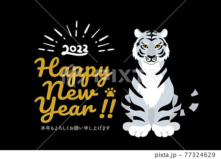 22年 寅年の年賀状 おしゃれでシンプルな虎のイラストのイラスト素材