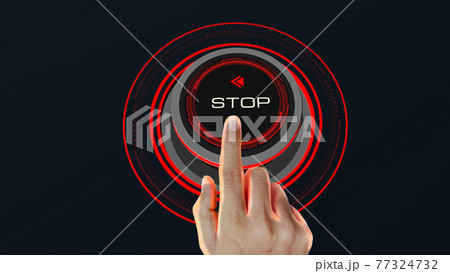 Start Stop Button Concept with finger touch button changing Start to Stop and reverse Start Stop Button Concept with finger touch button changing Start to Stop and reverse 77324732