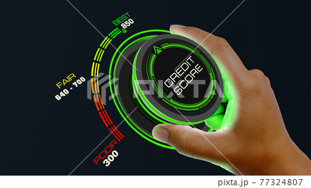 Credit Score Concept with knob button changing  best to poor and reverse 77324807